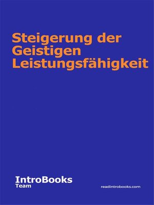 cover image of Steigerung der Geistigen Leistungsfähigkeit